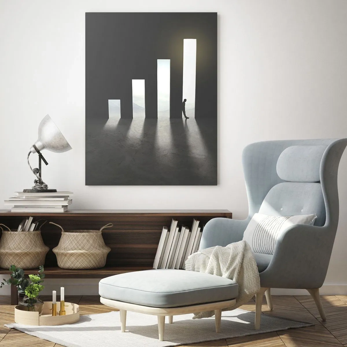 Glastavla - Bild på glas - Framgång - ett intryck - 50x70 cm