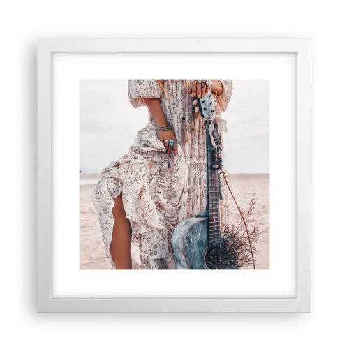 Affisch i vit ram - Flower power på väg - 30x30 cm