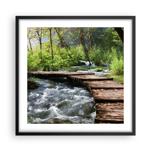 Affisch i svart ram - Över skummande kaskad - 50x50 cm