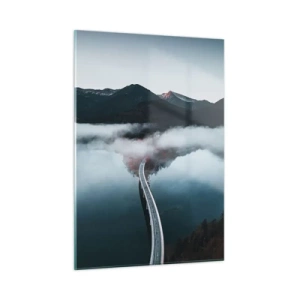 Glastavla - Bild på glas - Över ett vatten som är så slätt som en spegel - 50x70 cm