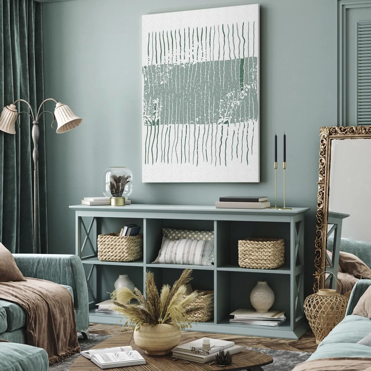 Canvastavla - Bild på duk - Marin abstraktion - 45x80 cm