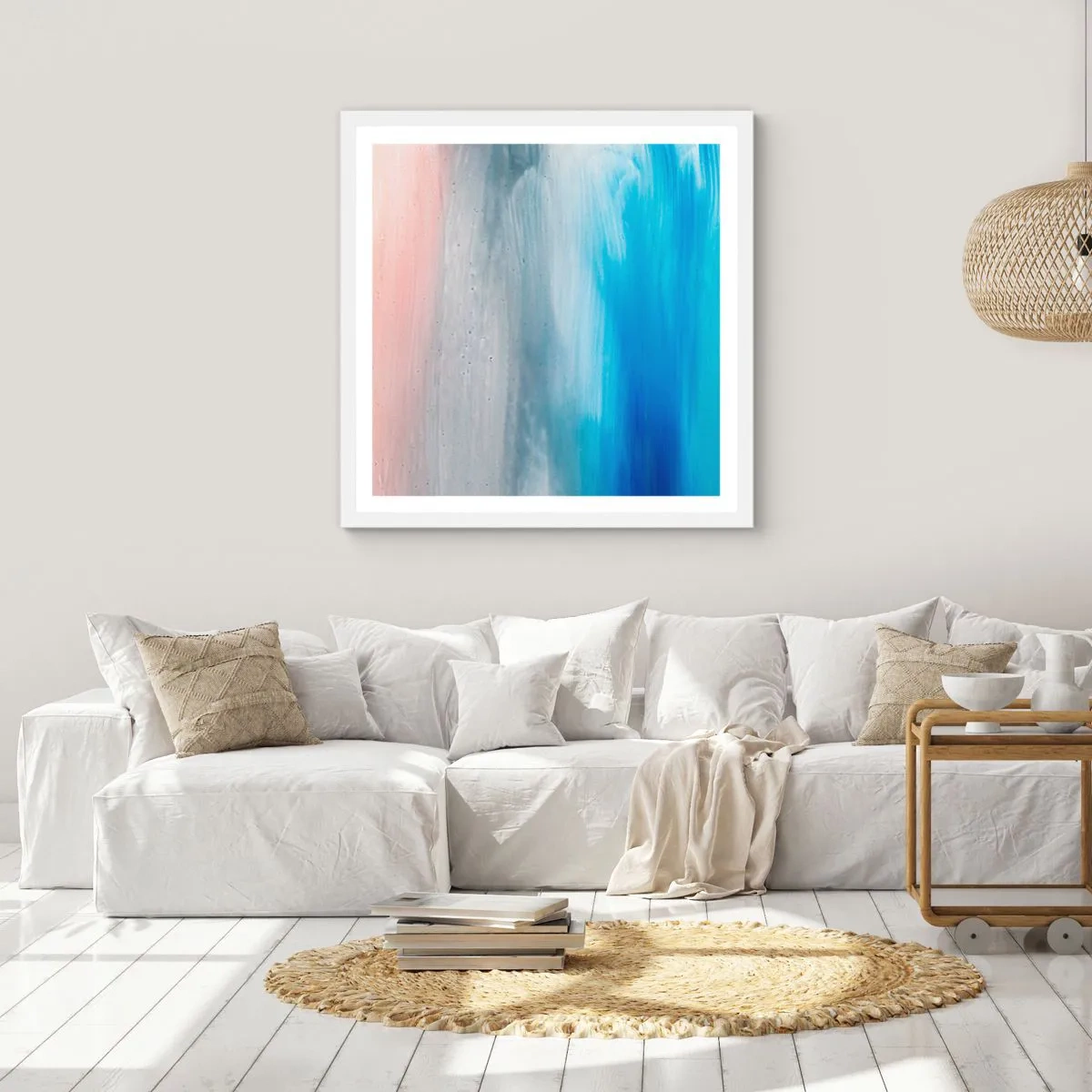 Affisch i vit ram - Element: luft - 60x60 cm