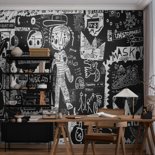 Fototapet Premium Sand - Unga själens rättigheter och glädje - Graffiti, Bit, Modernt mönster - 350x256 cm