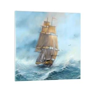 Glastavla - Bild på glas - Vinkande genom vågorna - 60x60 cm