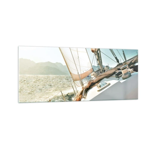 Glastavla - Bild på glas - Under full segel - 100x40 cm