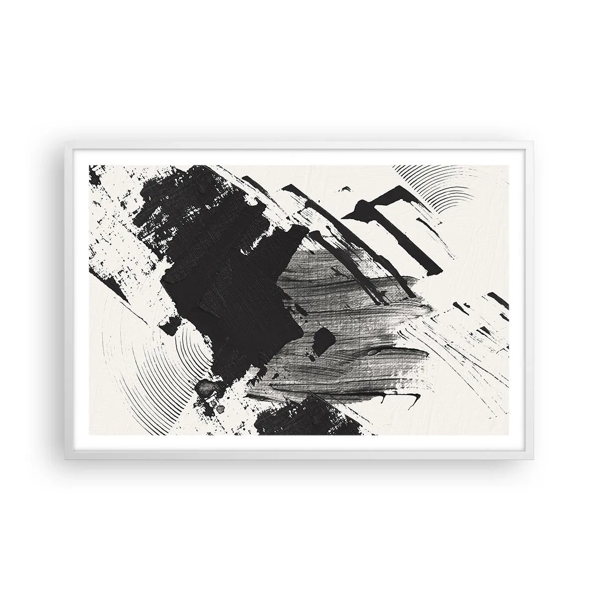 Affisch i vit ram - Abstraktion - uttrycket av svart - 91x61 cm