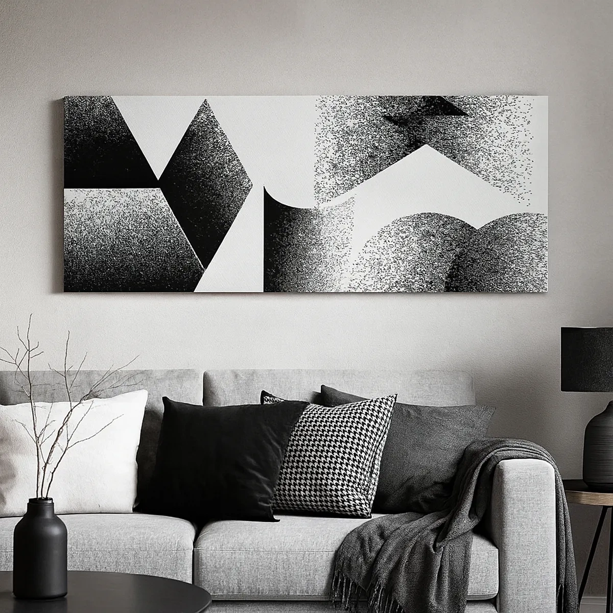 Canvastavla - Bild på duk - Vinklar och ovaler - 30x30 cm