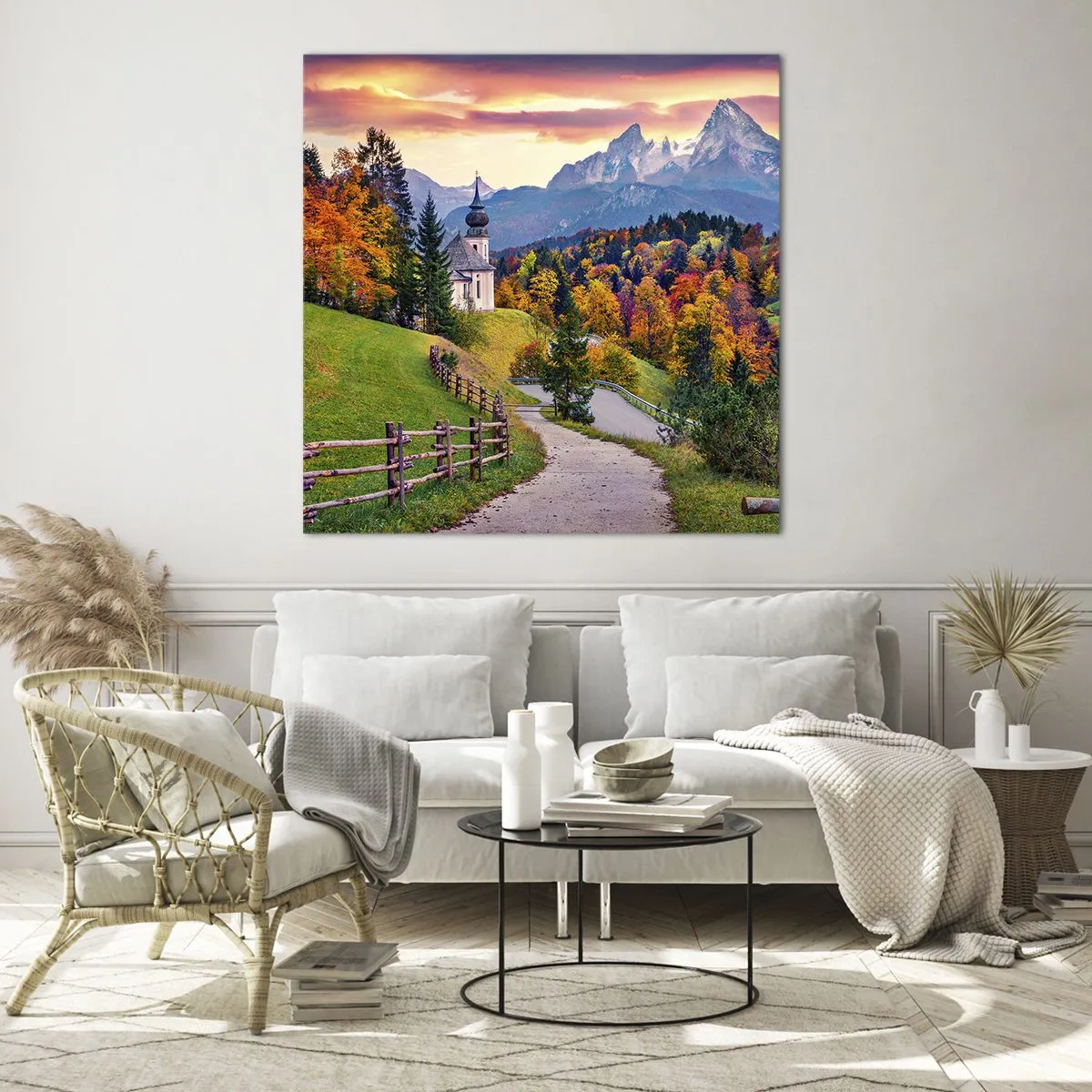 Glastavla - Bild på glas - Landskap som en målning - 50x50 cm