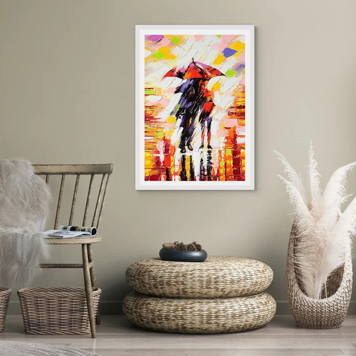 Affisch i vit ram - Tillsammans genom natten och regnet - 70x100 cm