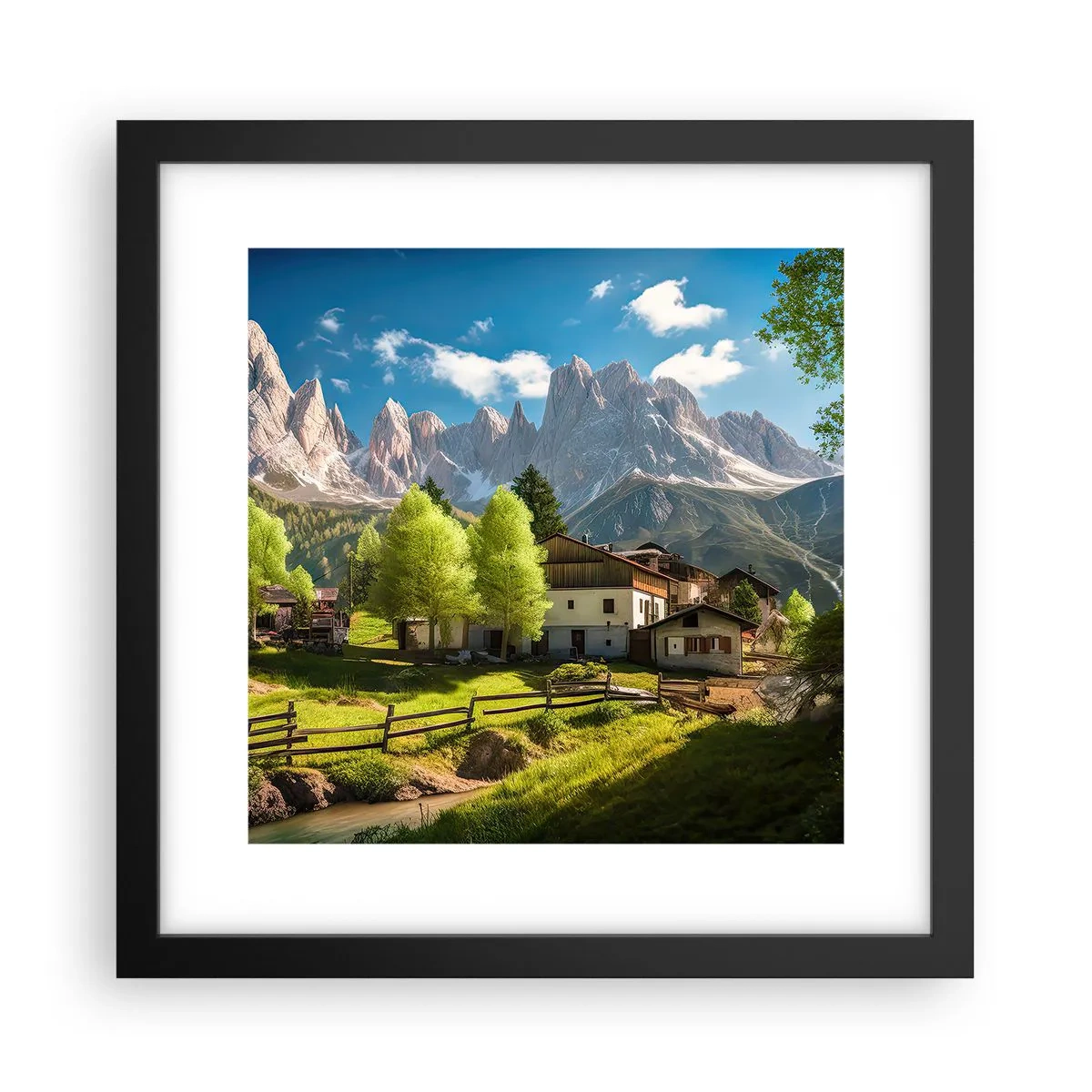 Affisch i svart ram - Alpin idyll - 30x30 cm
