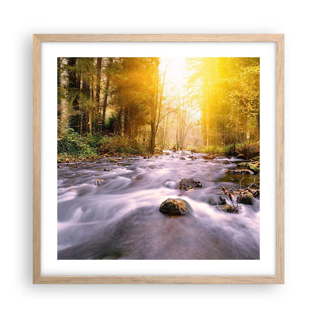 Affisch i ram av ljusek - Malakit i silver-guld infattning - 50x50 cm