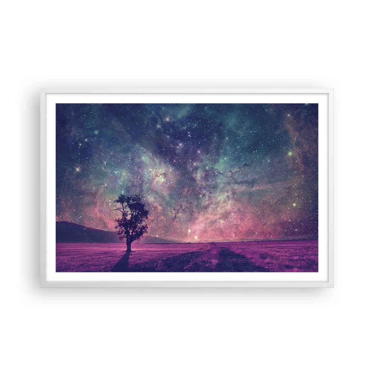 Affisch i vit ram - Under magisk himmel - 91x61 cm