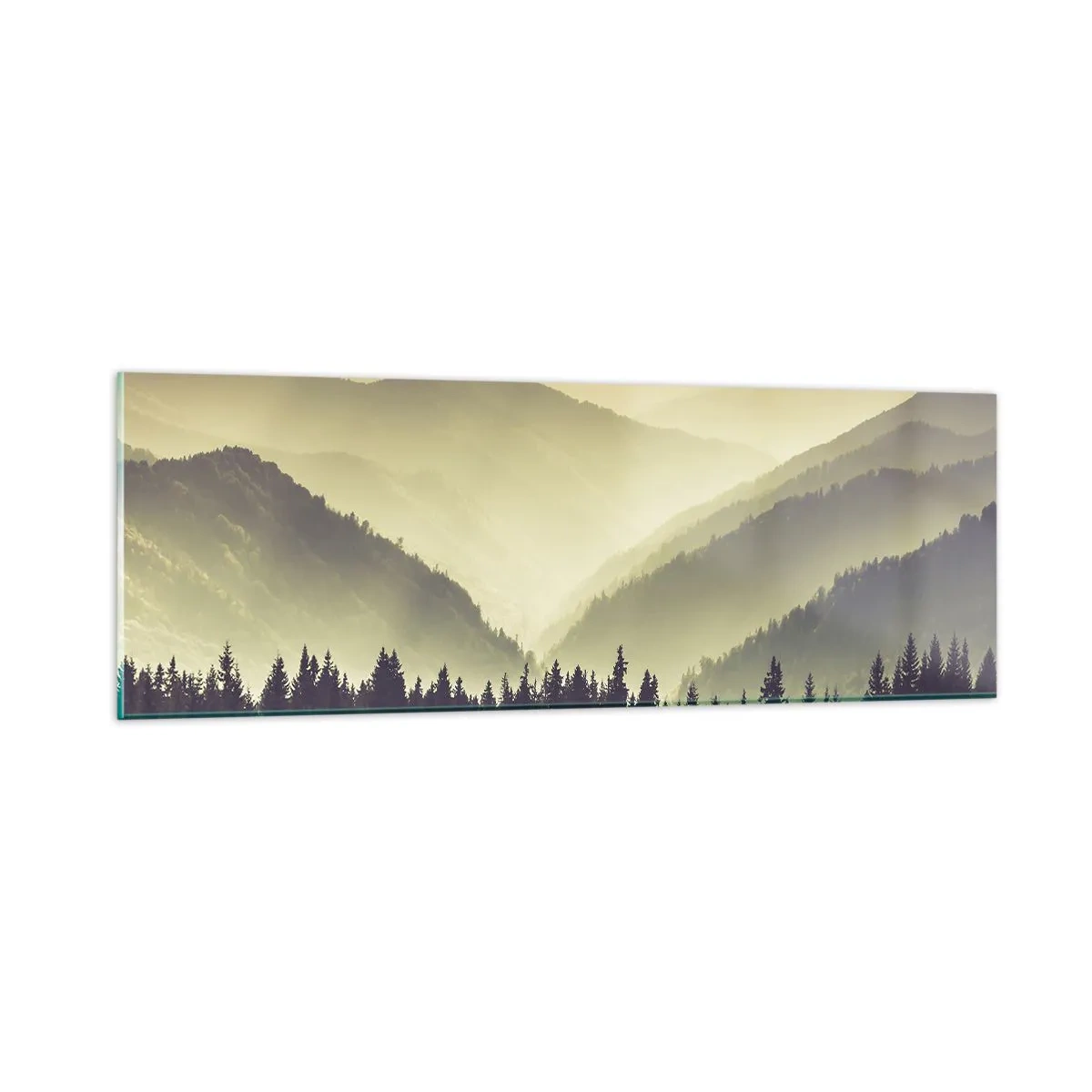 Glastavla - Bild på glas - Bortom bergen... - 90x30 cm