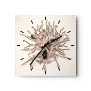 Väggklocka - Klocka på glas - Blommar i dansen - 40x40 cm