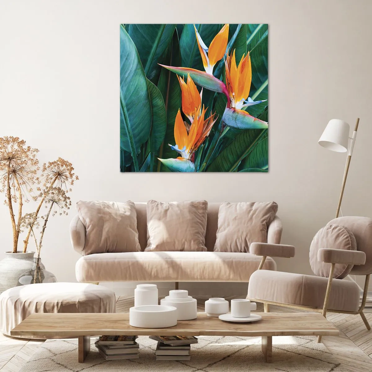 Canvastavla - Bild på duk - Är det en blomma, eller en fågel? - 60x60 cm