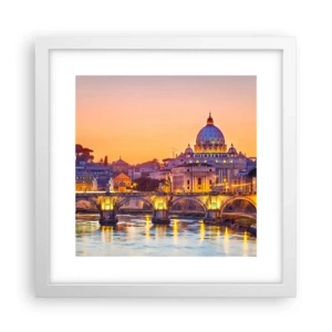 Affisch i vit ram - Solnedgången över Den eviga staden - 30x30 cm