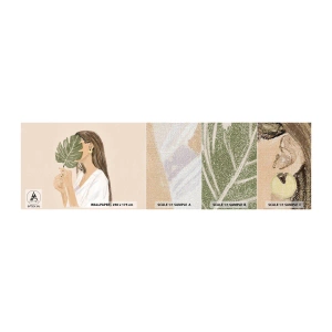 Provbit av fototapet Premium Canvas - Mystiskt porträtt med solfjäder - Blad, Kvinna, Boho - 100x30 cm