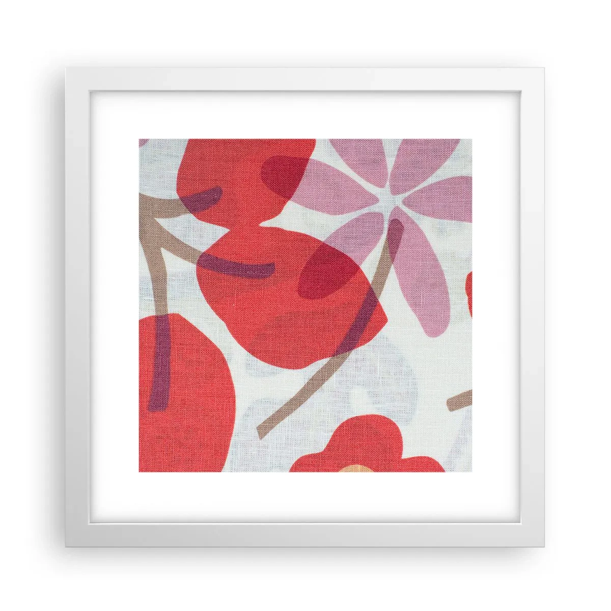 Affisch i vit ram - Blomsterkomposition i rosa - 30x30 cm
