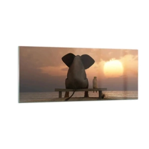 Glastavla - Bild på glas - Det är bra att vara tyst tillsammans - 100x40 cm