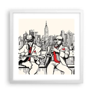 Affisch i vit ram - New Yorks improvisation - 40x40 cm