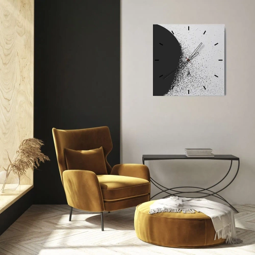 Väggklocka - Klocka på glas - Partiklarnas rörelse - 30x30 cm