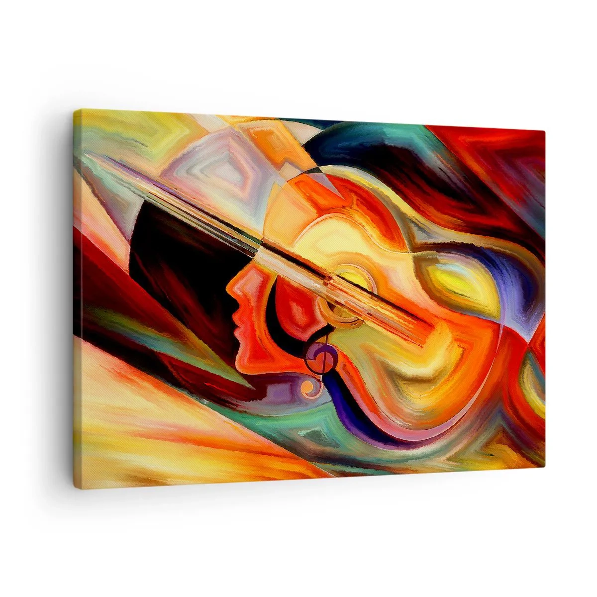 Canvastavla - Bild på duk - Färgglad abstraktion inspirerad av musik och gitarr - 70x50cm - Allt väl - Modern väggdekoration för vardagsrum och sovrum ARTTOR