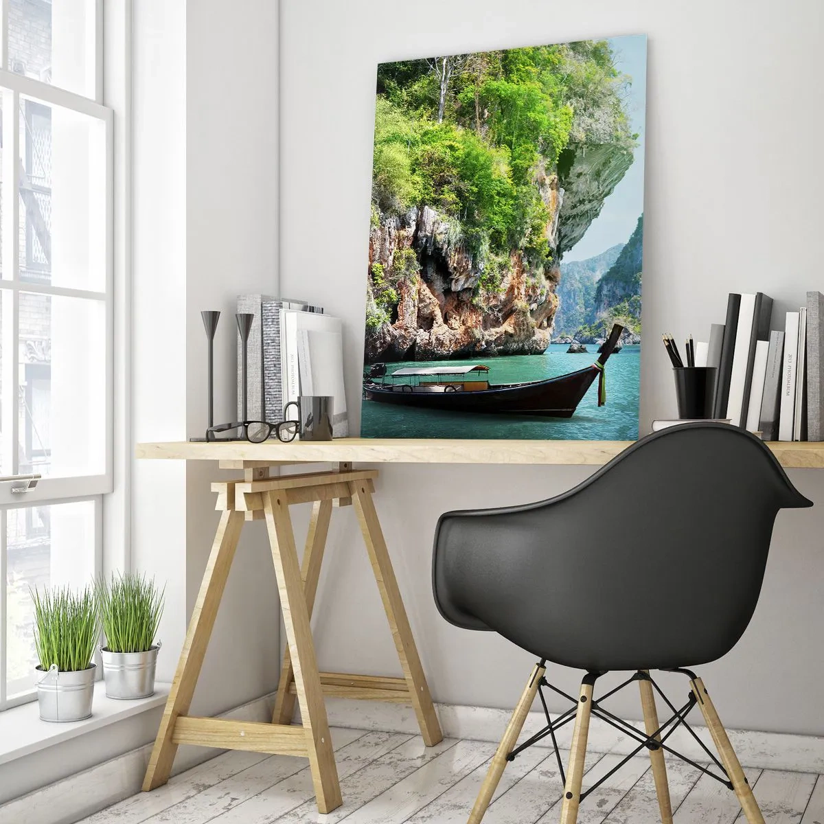 Glastavla - Bild på glas - Inbjudan till exotisk resa - 50x70 cm
