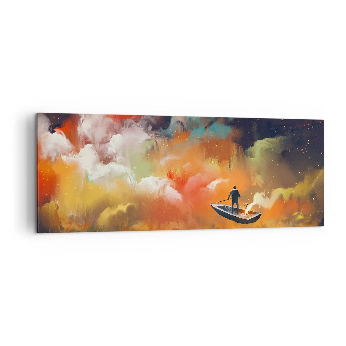 Canvastavla - Bild på duk - I båten genom galaxen - 140x50 cm
