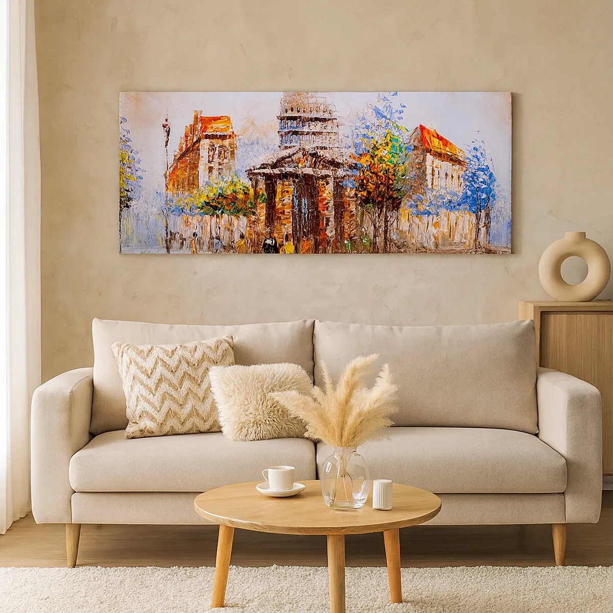 Canvastavla - Bild på duk - Promenad i Paris - 30x30 cm