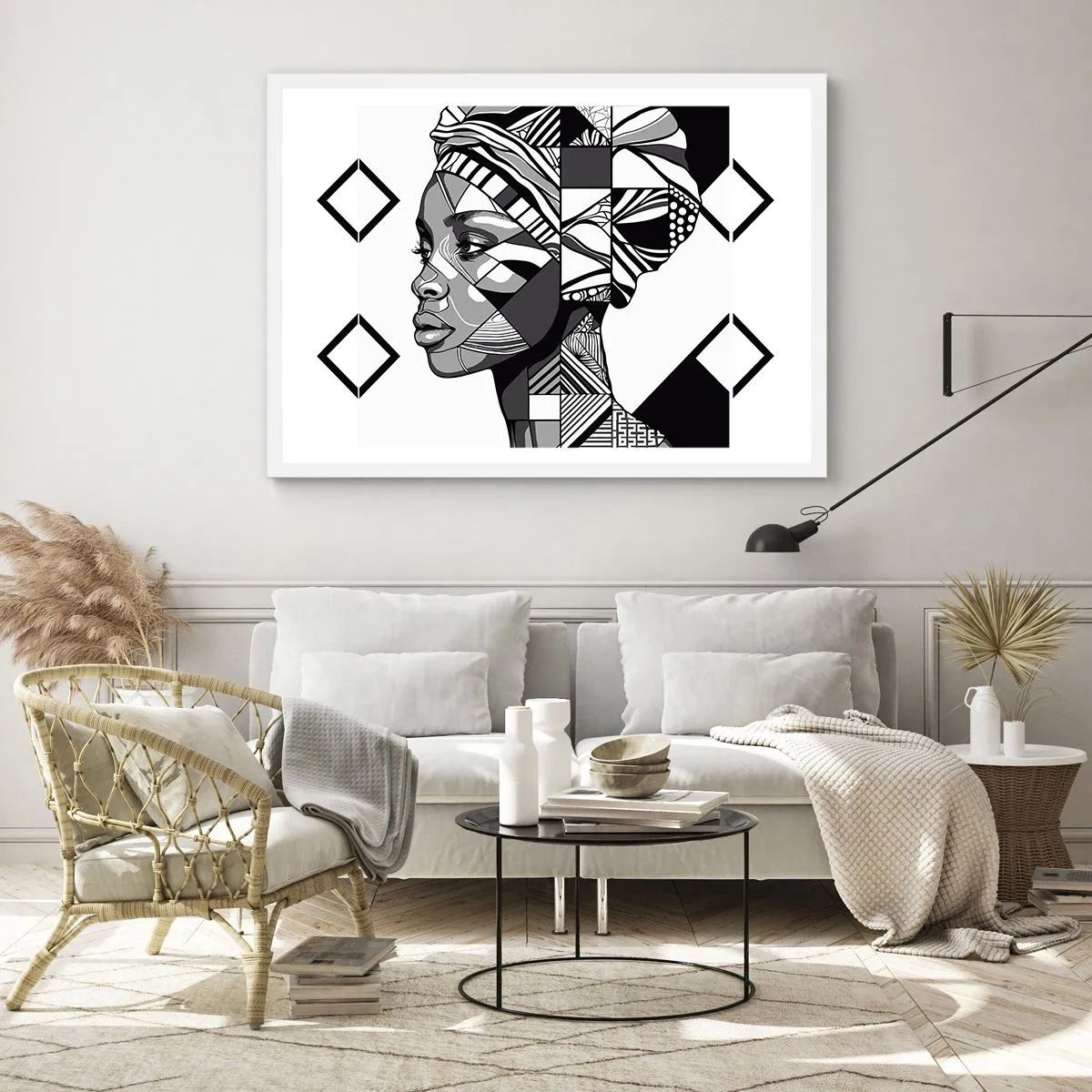 Affisch i vit ram - Etniskt porträtt - 50x40 cm