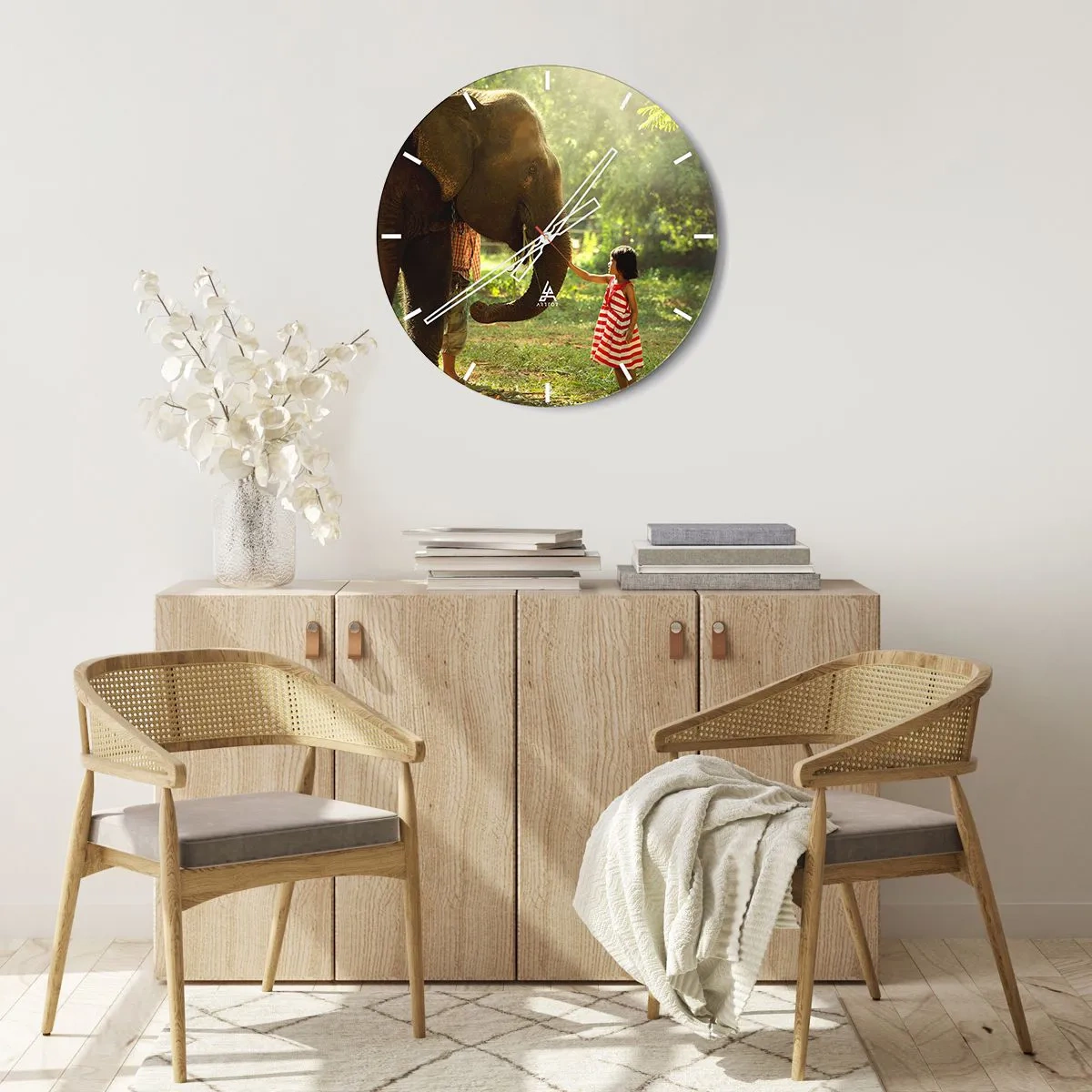 Väggklocka - Klocka på glas - Vänskapens styrka - 40x40 cm