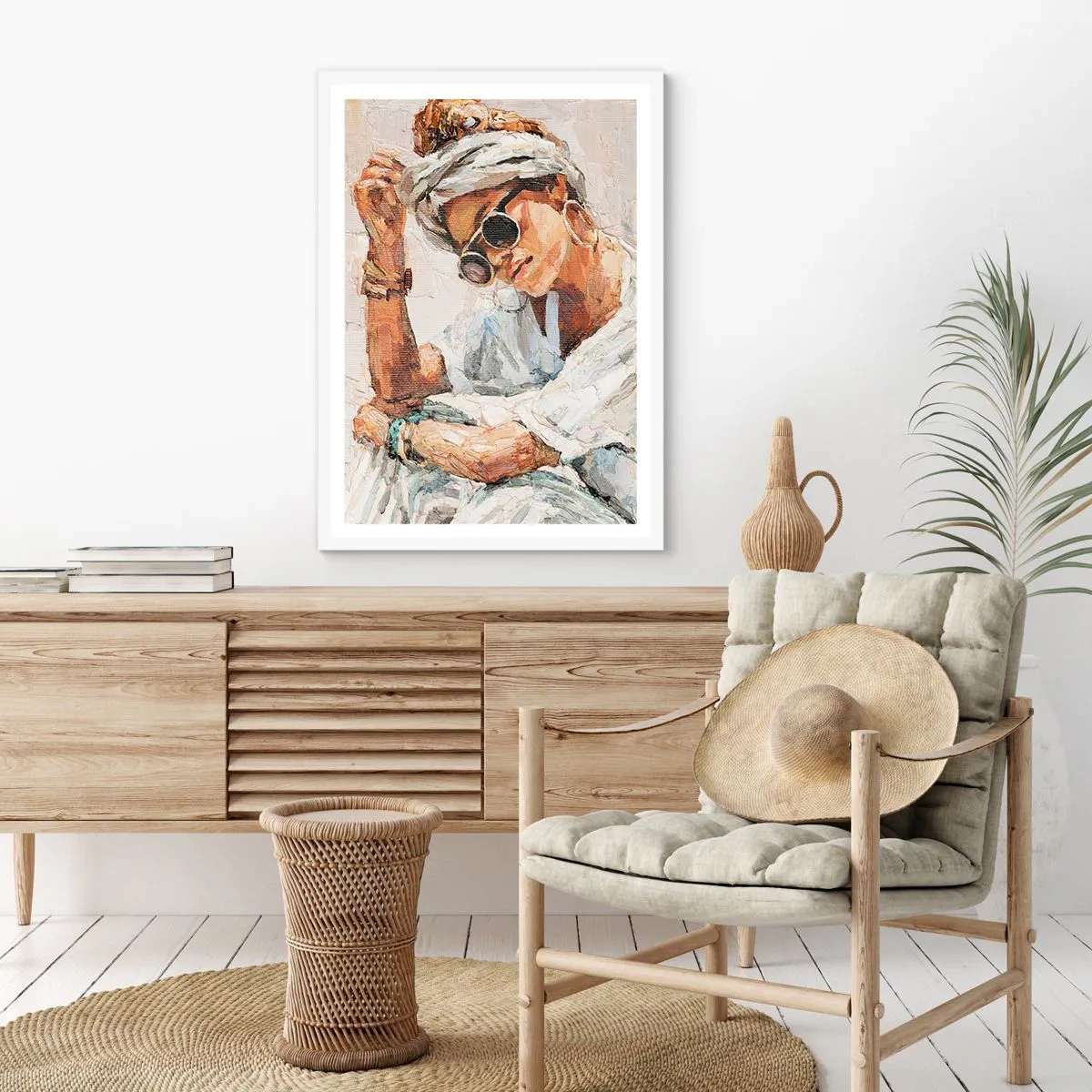 Affisch i vit ram - Porträtt i fullt solljus - 70x100 cm