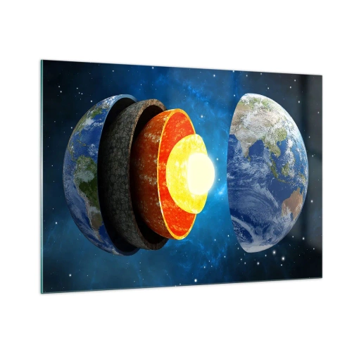 Glastavla - Bild på glas - Resa till jordens inre - 100x70 cm
