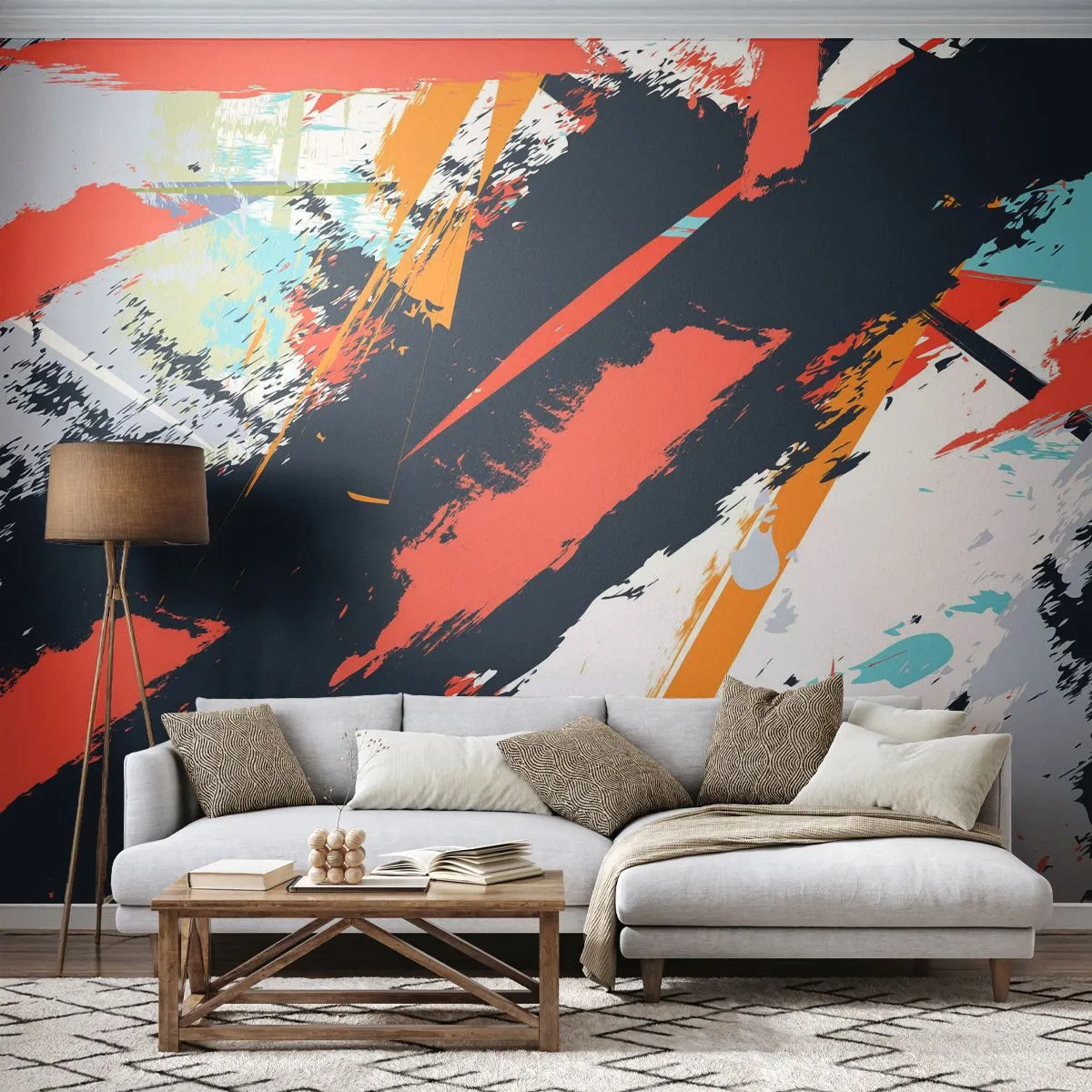 Fototapet Premium Canvas - Dynamisk komposition - Abstraktion, Graffiti, Bit - 100x70 cm