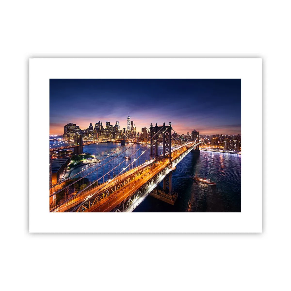 Affisch - Över ljusbron till stadens hjärta - 40x30 cm