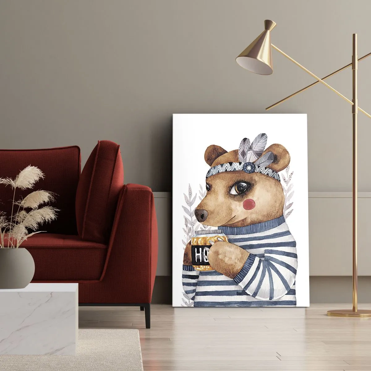 Canvastavla - Bild på duk - Söt björnfru - 50x70 cm