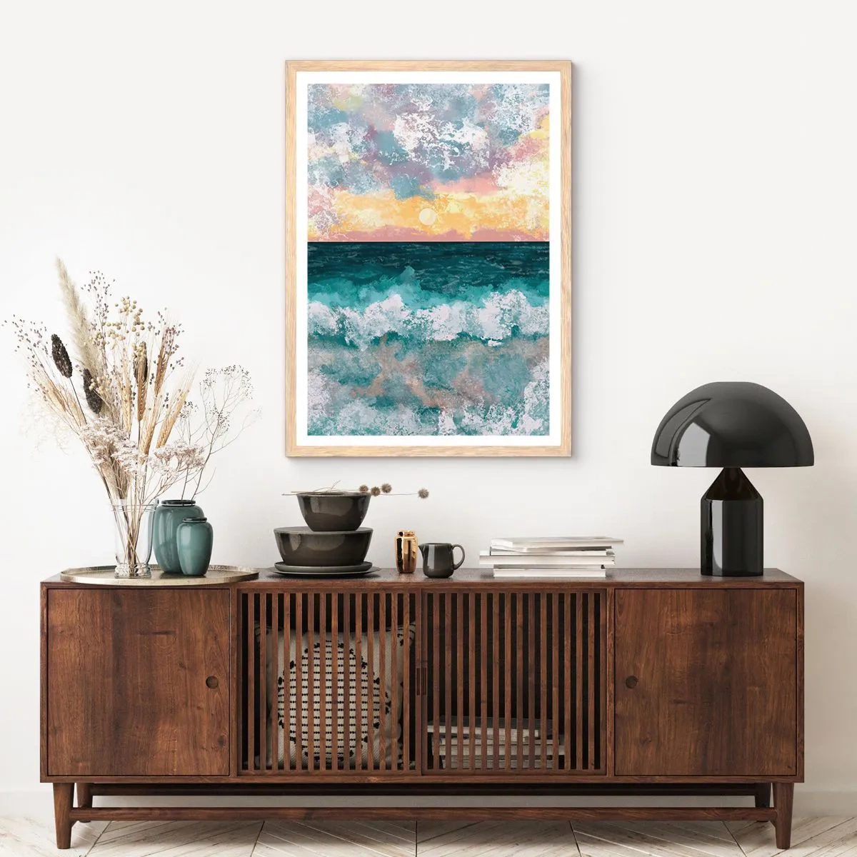 Affisch i ram av ljusek - Vatten, ljus, luft - 61x91 cm