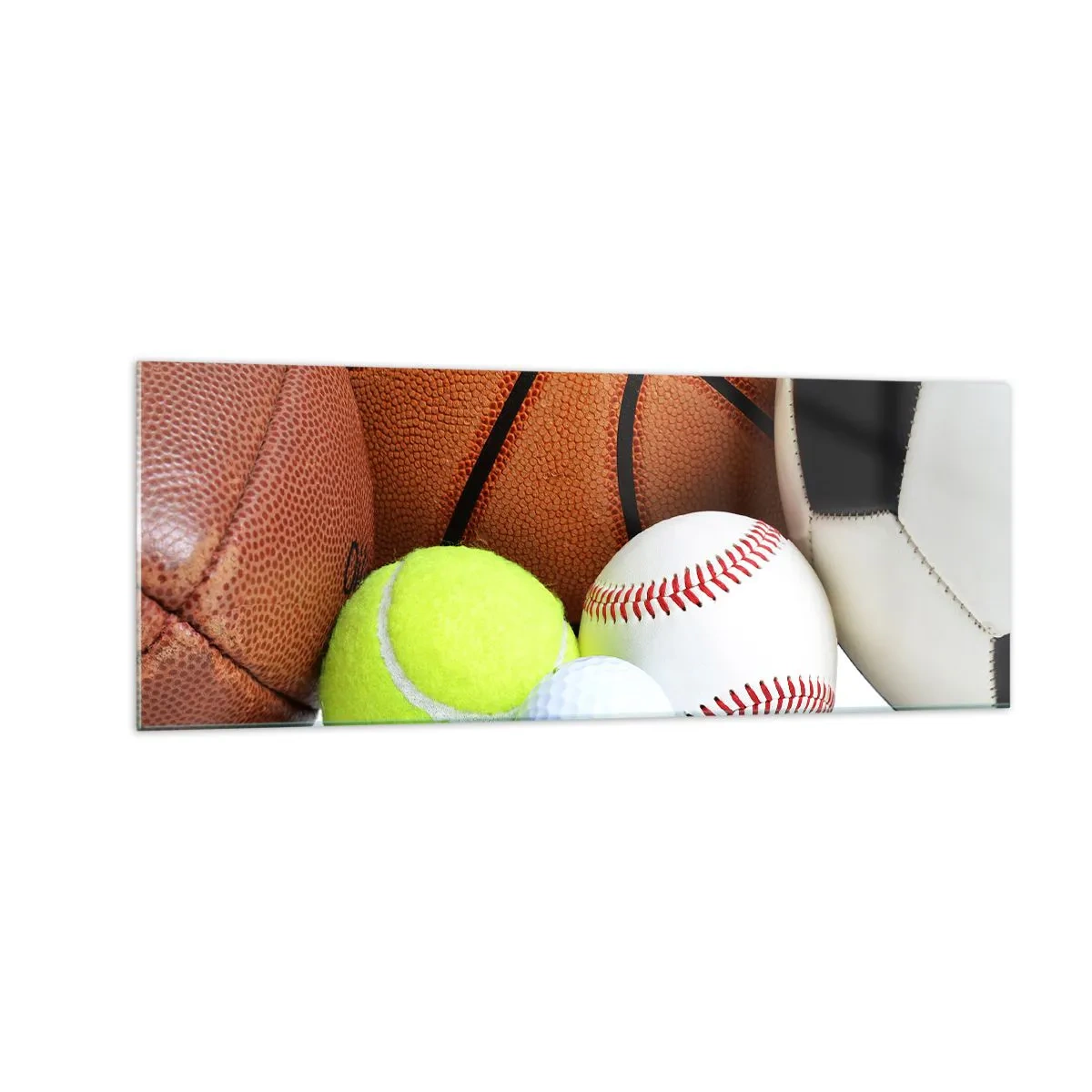 Glastavla - Bild på glas - Fotbollen förenar oss! - 140x50 cm