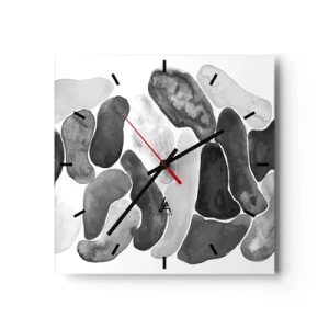 Väggklocka - Klocka på glas - Stenig abstraktion - 30x30 cm