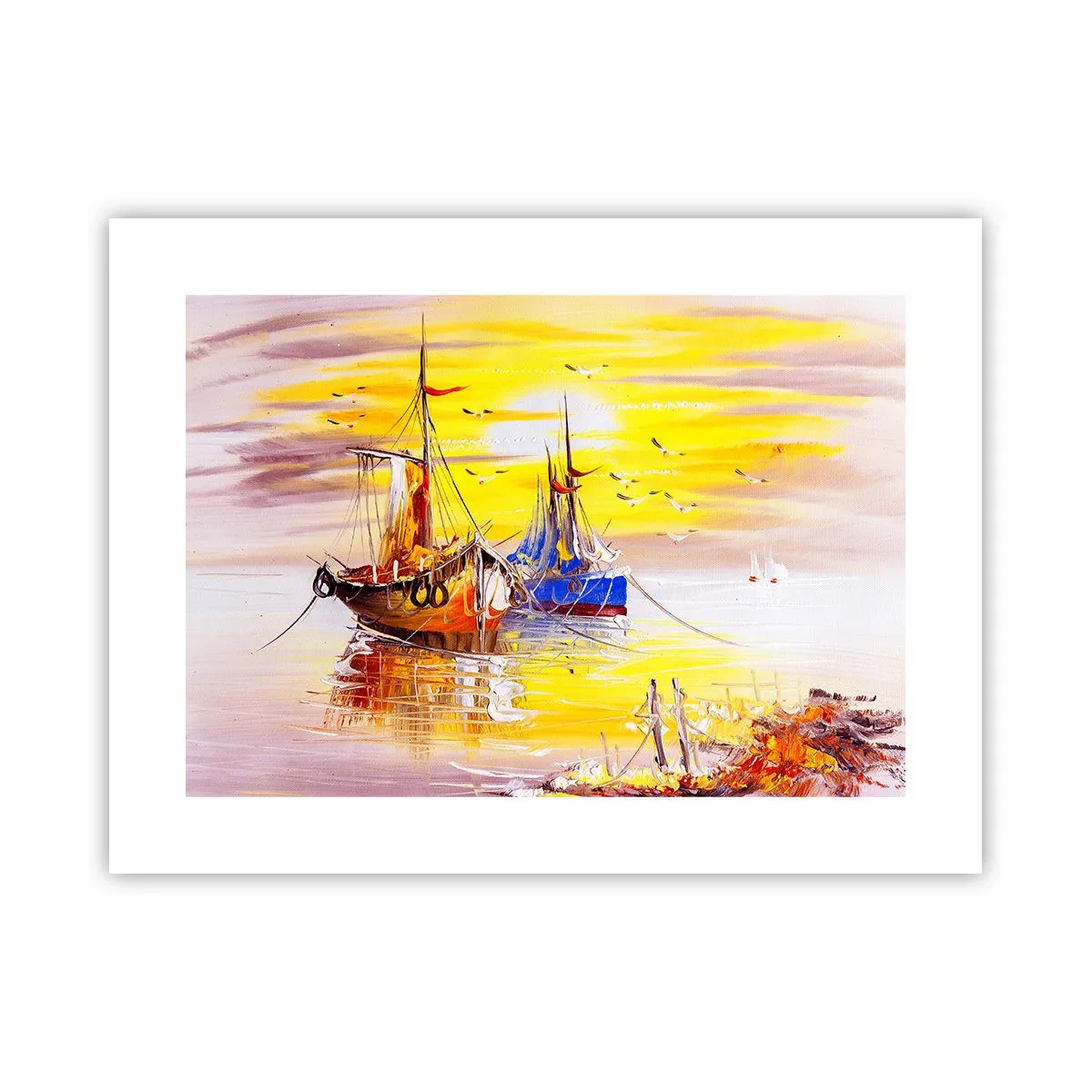 Affisch - Välförtjänt vila i hamnen - 40x30 cm
