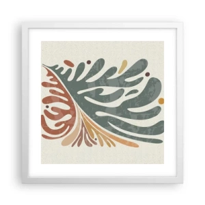 Affisch i vit ram - Flerfärgat blad - 40x40 cm
