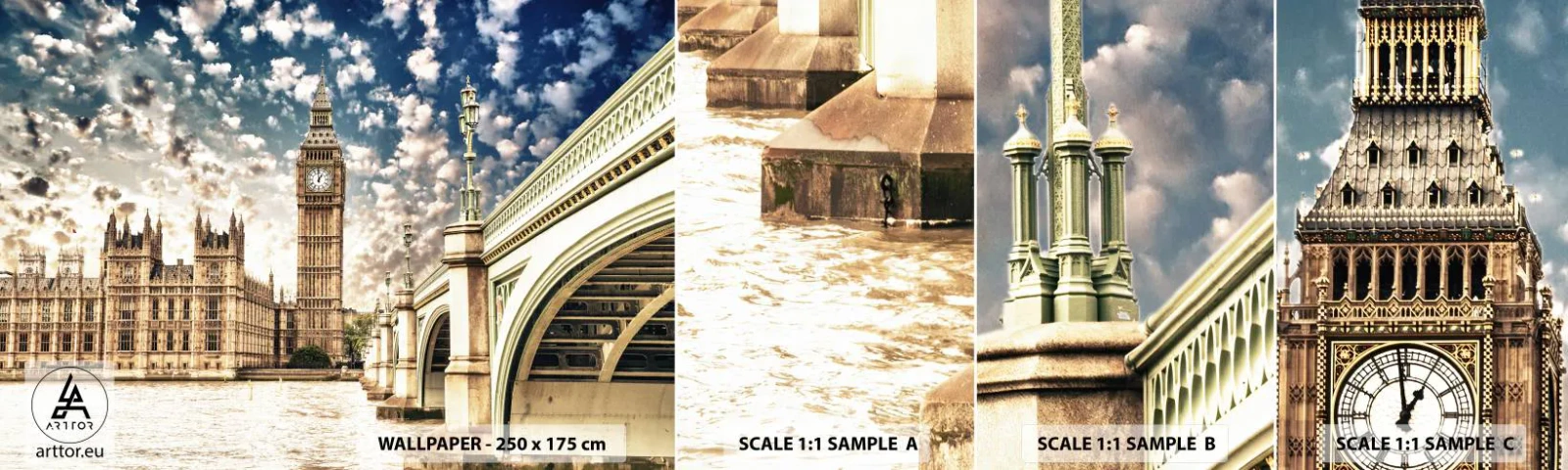 Fototapet Prov Standard Eco - Moln över Thames - Stad, London, England - 100x30 cm