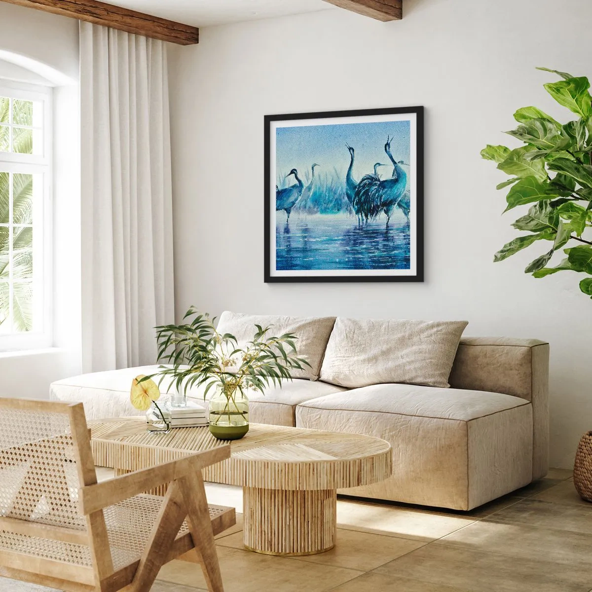 Affisch i svart ram - Morgonmöte - 30x30 cm