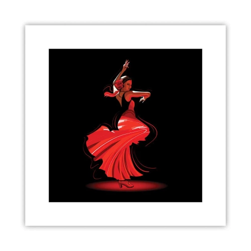 Affisch - Flamencos brinnande anda - 30x30 cm