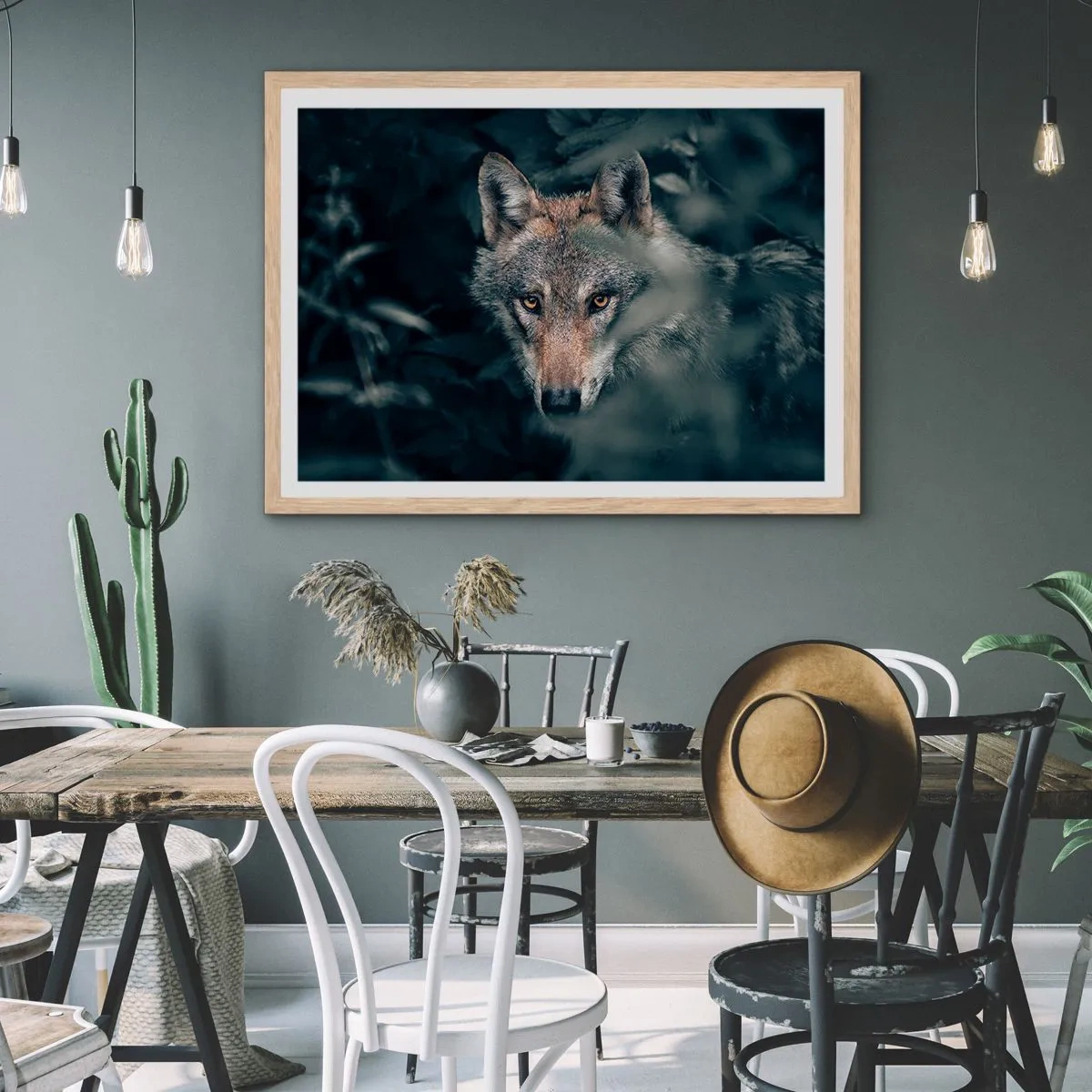 Affisch i ram av ljusek - Jägare - 100x70 cm