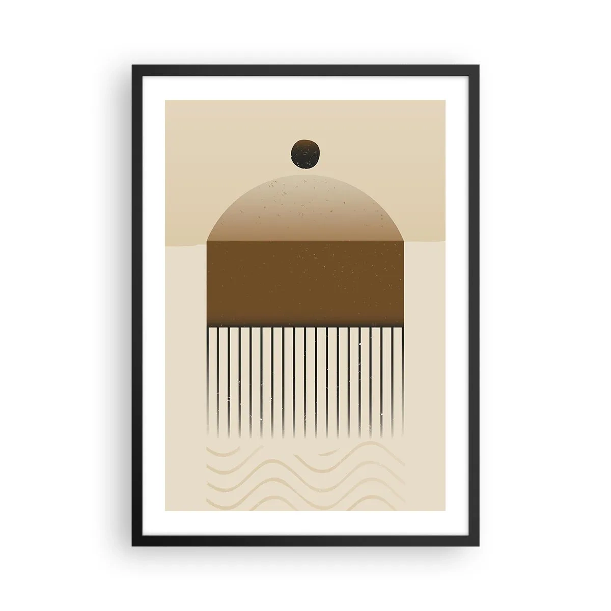Affisch i svart ram - Minimalistisk abstraktion i nyanser av brunt och beige - 50x70cm - Olika tillstånd - Modern väggdekoration för vardagsrum och sovrum ARTTOR