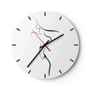 Väggklocka - Klocka på glas - Minimalistisk kontur av en kvinnlig kropp på vit bakgrund - 30x30cm - Svårfångad som en våg - Modern väggdekoration för vardagsrum, kök och sovrum ARTTOR