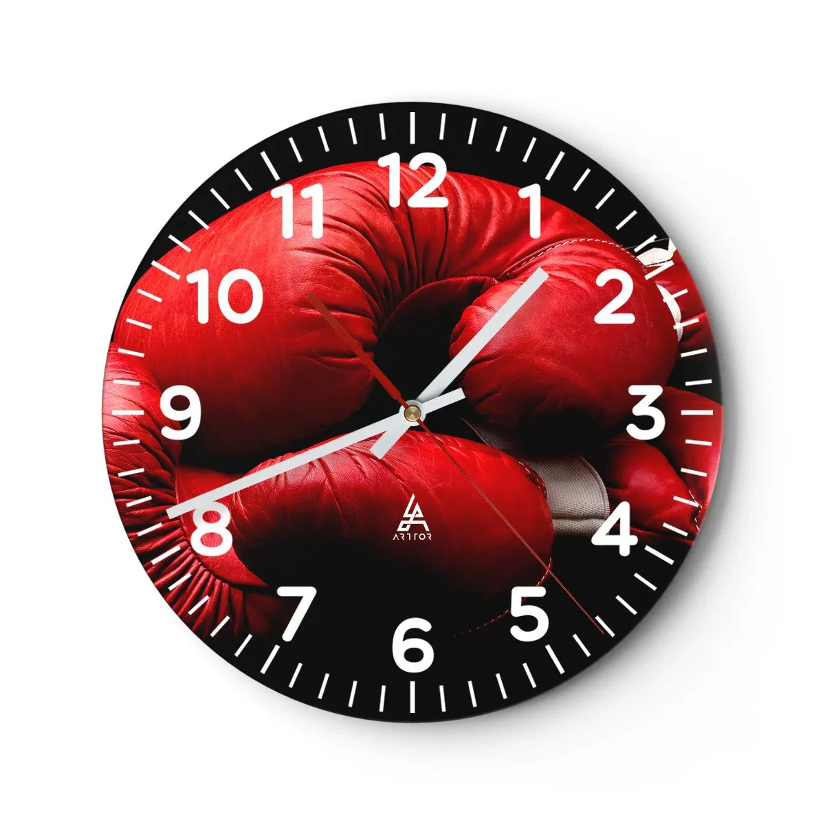 Väggklocka - Klocka på glas - Kampens emotioner bakom oss - 30x30 cm