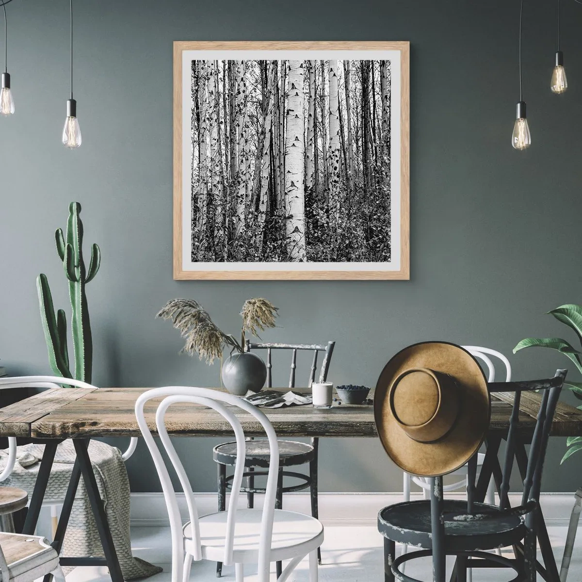 Affisch i ram av ljusek - Björkpelargång - 40x40 cm
