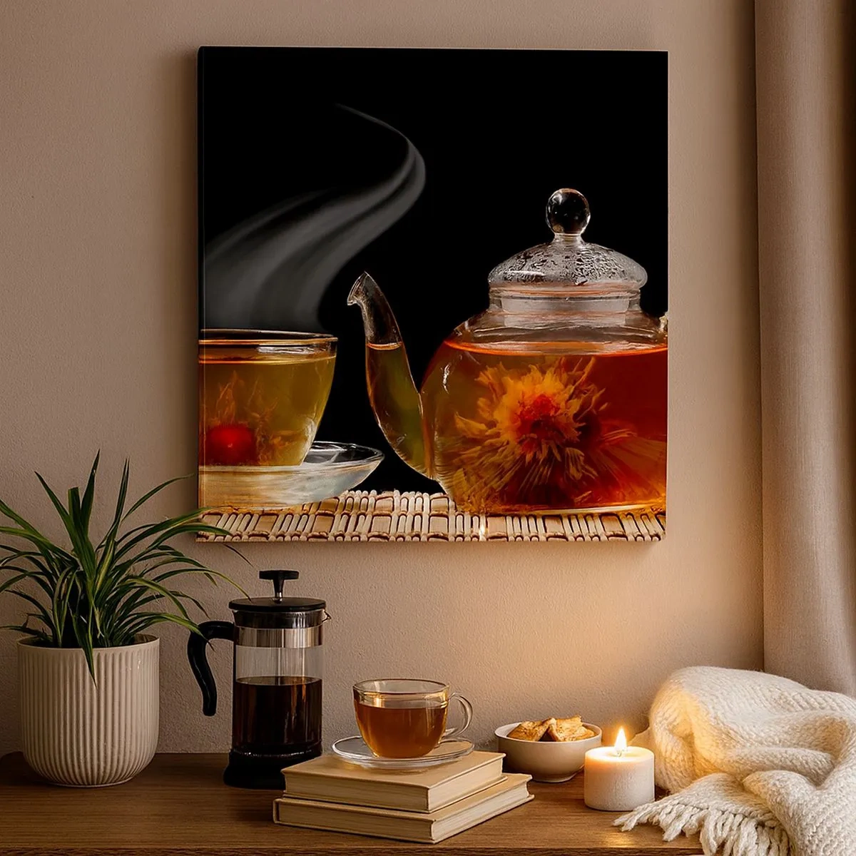Canvastavla - Bild på duk - Magin och konsten att brygga te - 30x30 cm